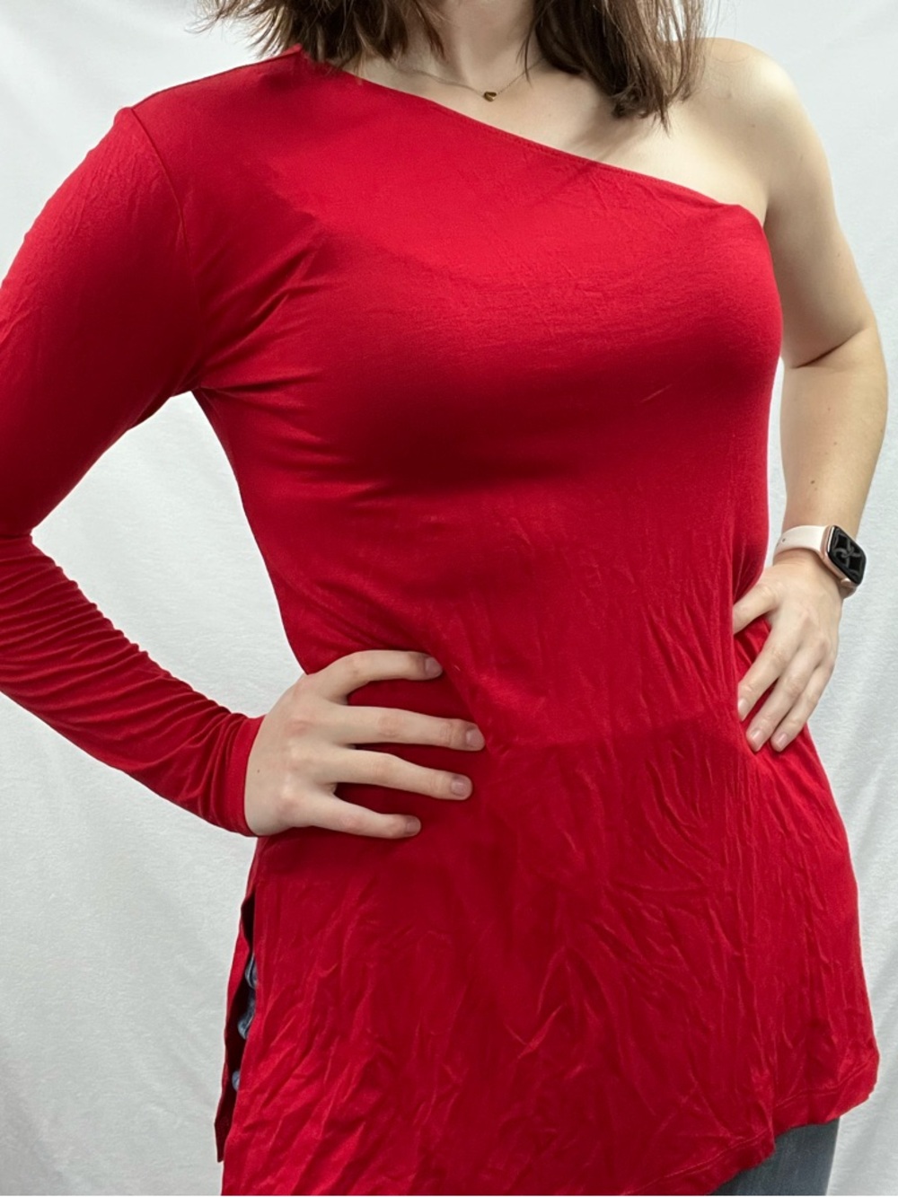 The Limited One-Shoulder Red Long Sleeve Top